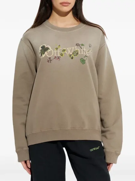 Hanorac Off-white cu model floral cu imagine alb