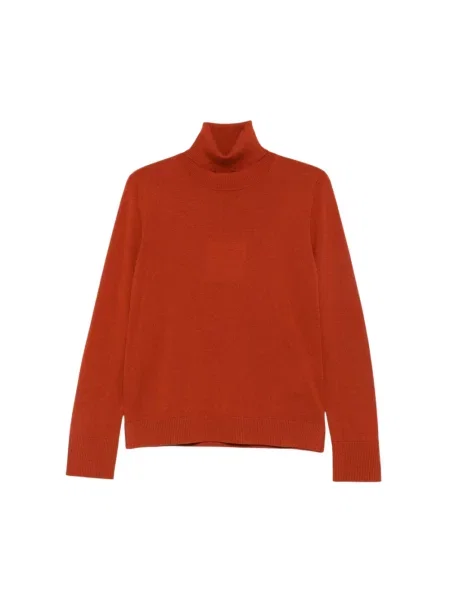 Sweter z golfem Max Mara wełniany pomarańczowy