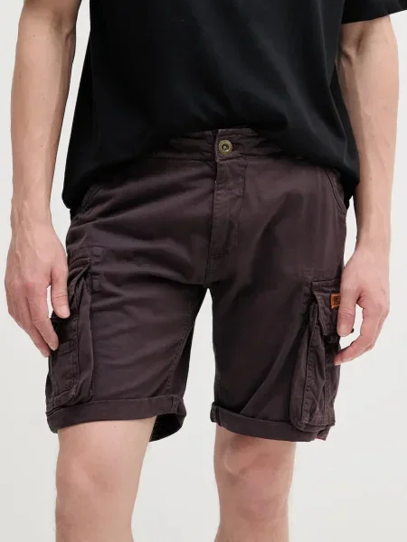 Къс панталон Alpha Industries Crew Short мъжки лилаво кафяво
