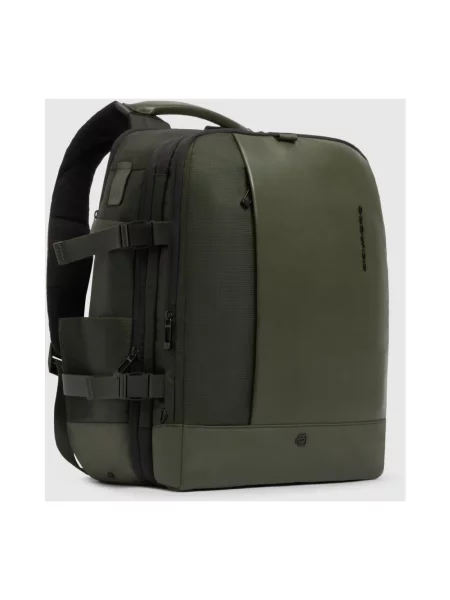 Torba na laptopa Piquadro skórzana pikowana zielona