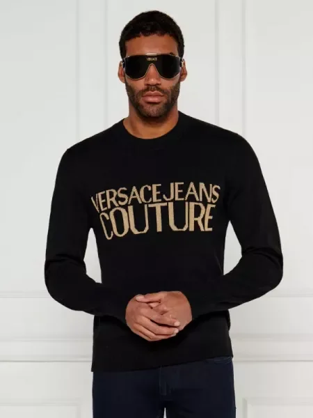 Versace Jeans Couture Kötött pulóver gyapjú és kasmír hozzáadásával fekete