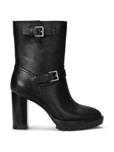 Kožené členkové topánky Lauren Ralph Lauren Lyvia čierna