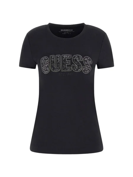 Tričko Guess s autogramom čierna