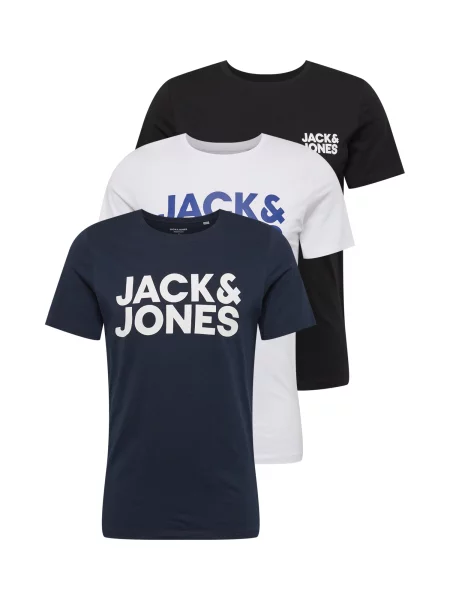 JACK & JONES Tričko JJECorp marine modrá / enciánová modrá / černá bílá