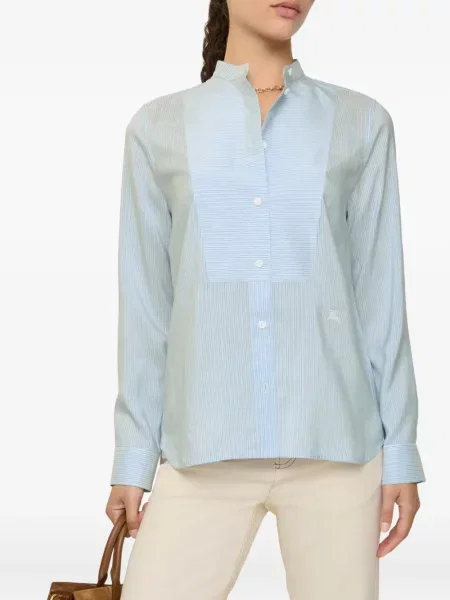 Cămașă Burberry de mătase cu dungi albastru
