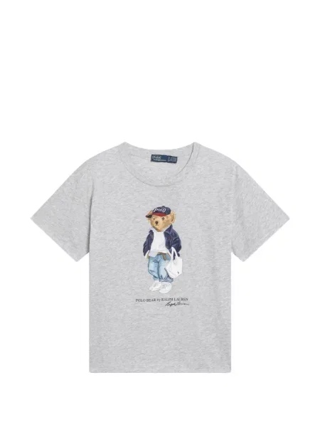 Риза Polo Ralph Lauren на райета с принт с кръгло деколте сиво