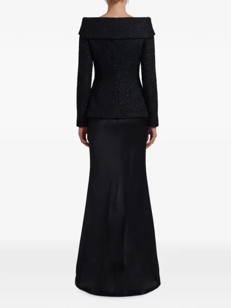 Rochie maxi Self-portrait din satin negru