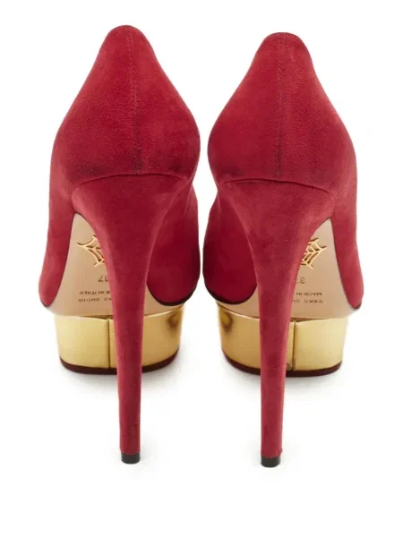 Pantofi cu toc Charlotte Olympia din piele de căprioară cu platformă roșu