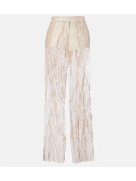 Pantaloni Blumarine din satin cu picior lat bej