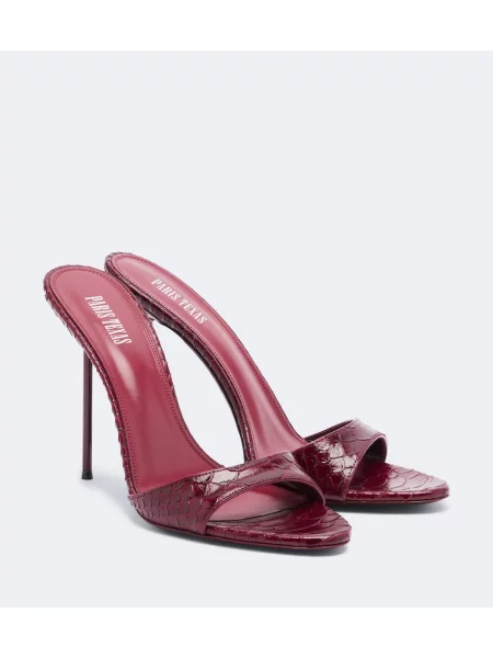 Papuci tip mules Paris Texas din piele cu model piele de șarpe