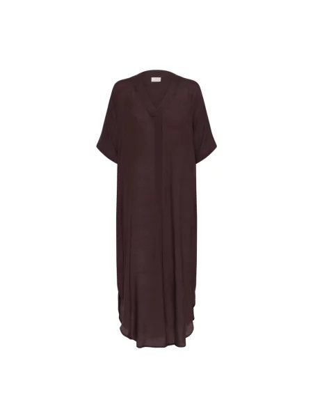 Sukienka casual Kaffe z dekoltem w serek casual z półrękawem brązowa