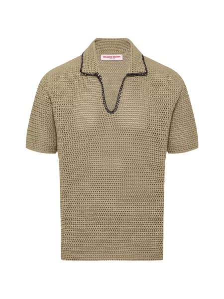 Tricou Orlebar Brown cu decolteu în V maro