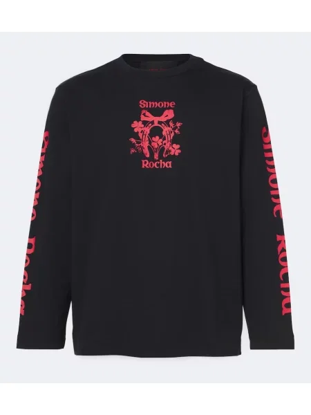 Tricou Simone Rocha cu imagine din jerseu negru