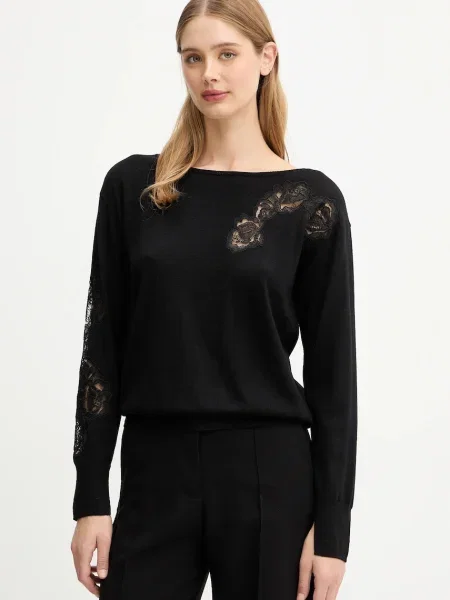 Вълнен пуловер Blugirl Blumarine от лека материя черно