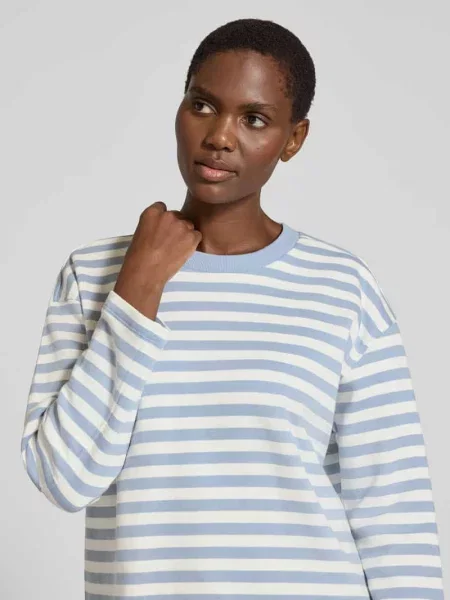 Bluza o kroju regular fit z zaokrąglonym dołem Tom Tailor Denim niebieska