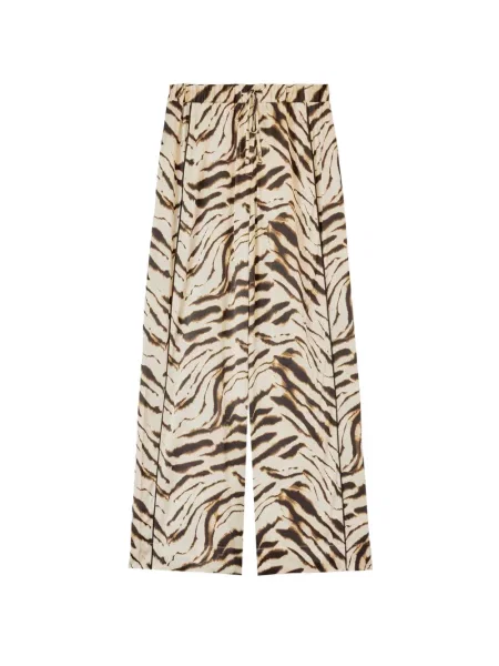 Pantaloni Ganni din satin cu imagine cu model zebră