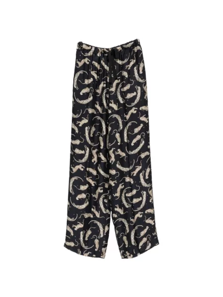 Hlače Forte_forte s printom s leopard uzorkom plava
