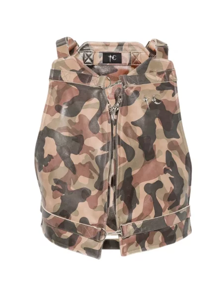 Vestă Thug Club din piele cu imagine cu model camuflaj