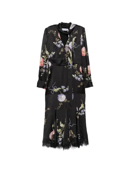 Rochie midi Self-portrait cu model floral cu imagine din dantelă negru
