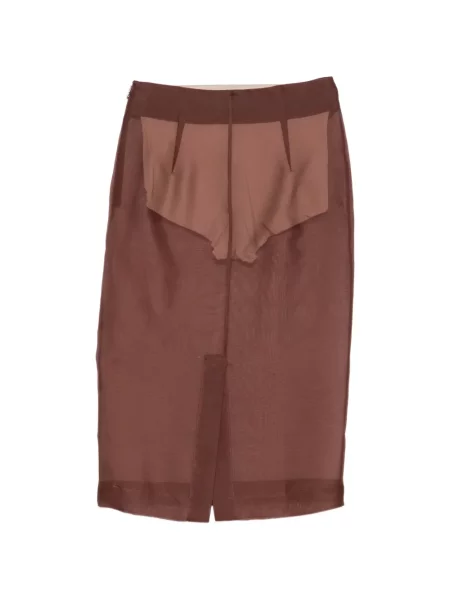 Fustă midi Patrizia Pepe din organza maro