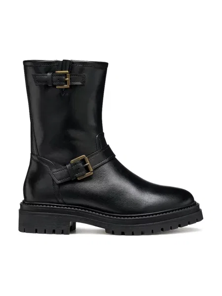 Geox cizme de piele D IRIDEA cu plat negru