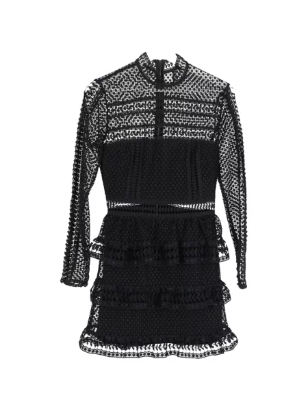 Rochie Self-portrait cu volane din dantelă de costum negru