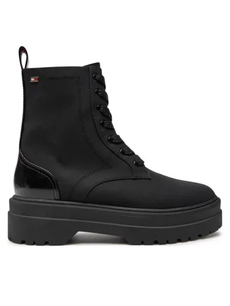Tommy Hilfiger Pohodni čevlji Flag Ventile Lace Up Boot črna