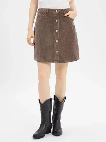 Noisy May spódniczka mini NMRonnie Kobiety wypukły wzór tkaniny S brązowy