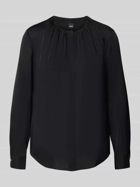 Bluzka o kroju slim fit z marszczeniami model ‘Banorah’ Boss czarna