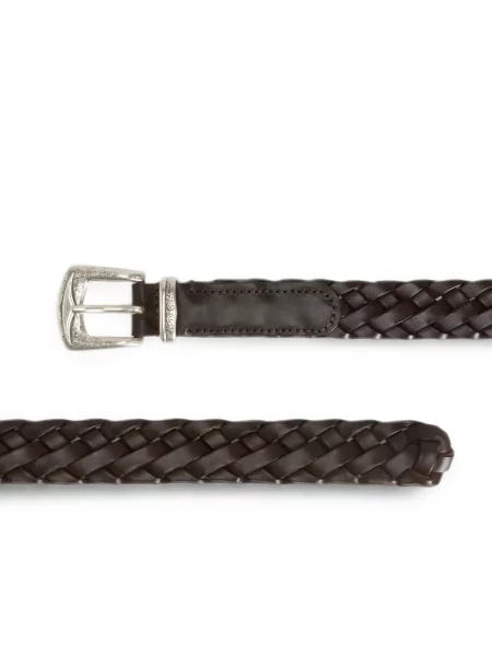 Cu centură curea Woolrich din piele maro