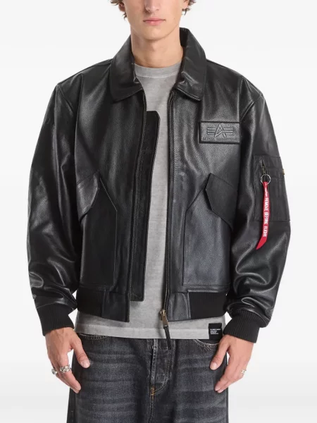 Geanta de piele Alpha Industries negru