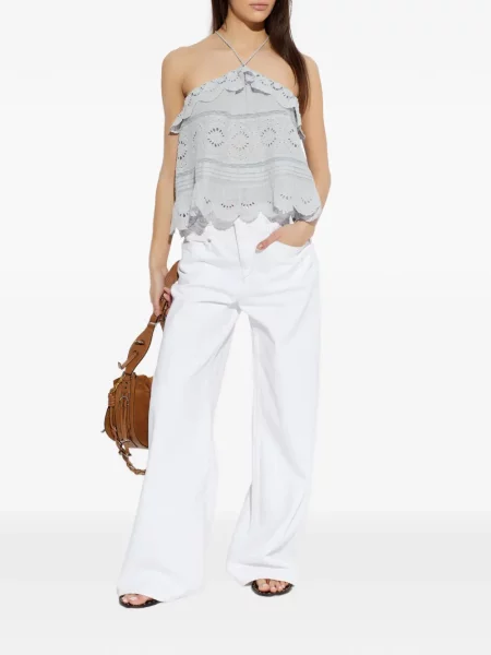Top Marant Etoile cu broderie albastru
