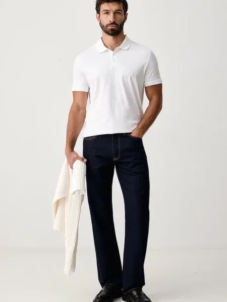 Tricou polo Calvin Klein Jeans alb