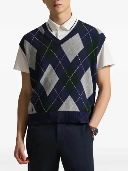 Vestă Rlx Ralph Lauren cu model argyle albastru