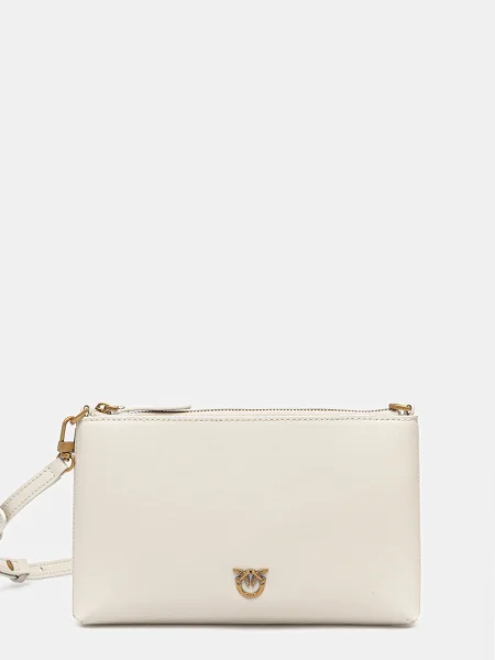 Pinko kopertówka skórzana beżowy biała