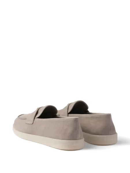 Pantofi loafer Prada din piele de căprioară gri