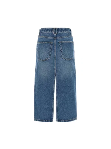 Długa spódnica jeansowa Stella Mccartney z rozcieciem niebieska