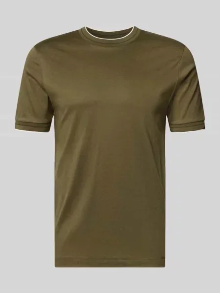 T-shirt o kroju slim fit z czystej bawełny model Tessler Boss oliwkowa