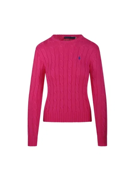 Polo Ralph Lauren Swetry Kobieta L Braided Cotton Sweater różowy