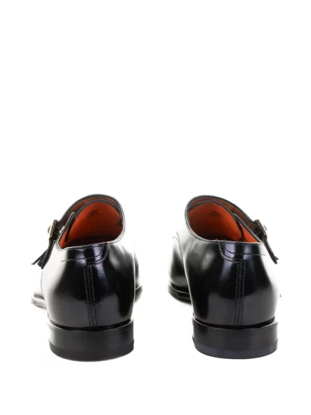 Pantofi monk Santoni din piele cu cataramă negru