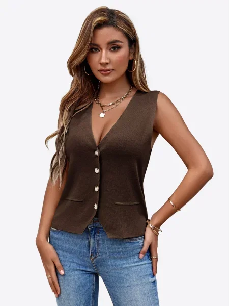 Imily Bela Vestă tricotată maro