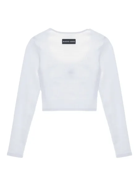 Top Marine Serre cu broderie alb