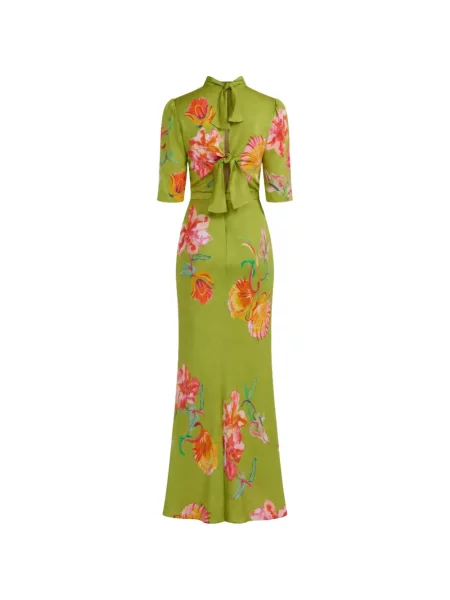 Rochie maxi Saloni cu model floral cu imagine verde