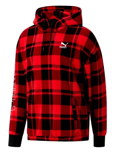 Majica s kapuljačom Puma karirana crvena