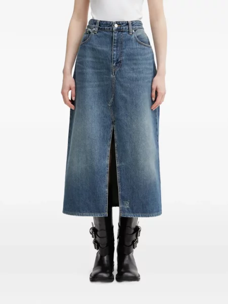 Fustă midi Carhartt Wip până la genunchi albastru