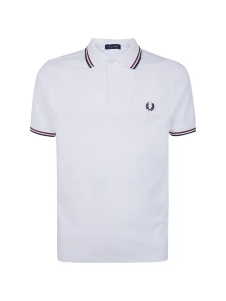 Tricou polo Fred Perry cu broderie alb