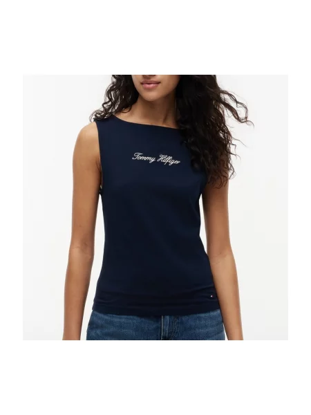 Klasický top Tommy Hilfiger modrá