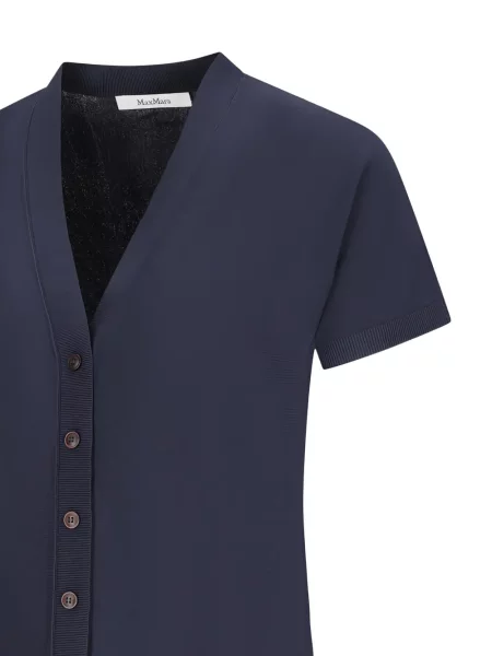 Scurt cardigan Max Mara cu decolteu în V albastru