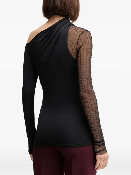 Bluzka Simona Corsellini na jednym ramieniu czarna