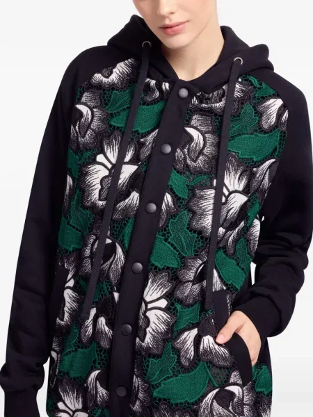 Długa bluza z kapturem Elie Saab czarna